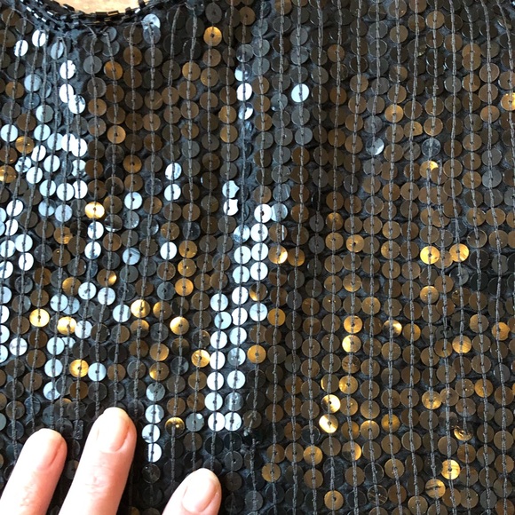 Vintage 100% silk black sequin tank top - Picture 5 of 8